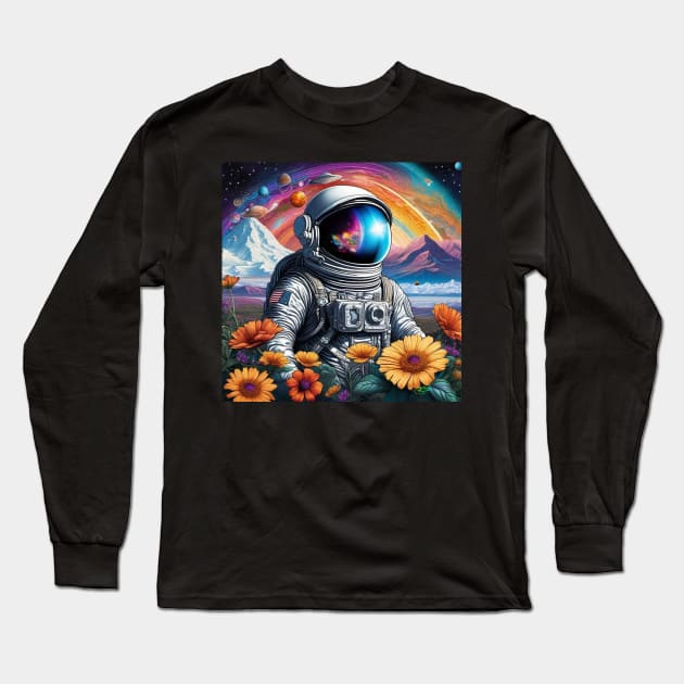 Trippy Astronaut Dreamscape – Cosmic Odyssey 21 Long Sleeve T-Shirt by Benito Del Ray